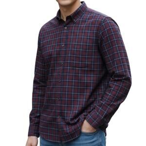 Mizzen+Main Leeward  Men's XXL Button Down Shirt Red Blue Plaid